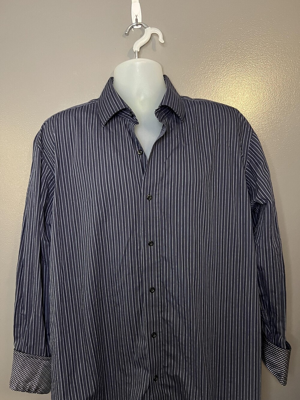Bristol & Bull Shirt Mens XL Blue Stripe Long Sleeve Button Front Cotton Casual